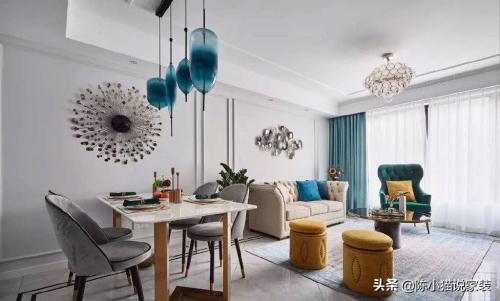 The 94-square-meter minimalist-style decoration cost only 80,000 yuan, and a large number of peacock-colored color schemes successfully counterattacked American-style mansion.
