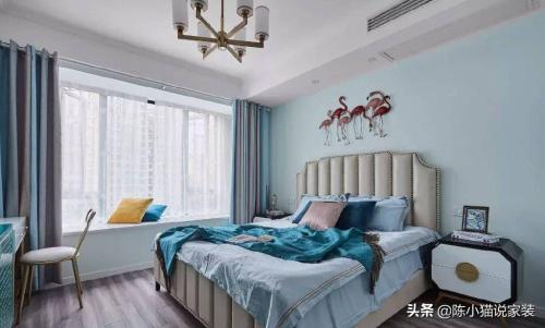 The 94-square-meter minimalist-style decoration cost only 80,000 yuan, and a large number of peacock-colored color schemes successfully counterattacked American-style mansion.
