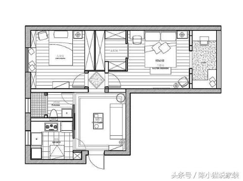 65㎡ gun-style explosion modification of old house, balcony and study side deck design is biggest highlight
