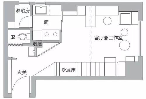 The 38㎡ small nest is decorated in such a way that living room, bedroom, kitchen and bathroom, wardrobe and study are all in place.
